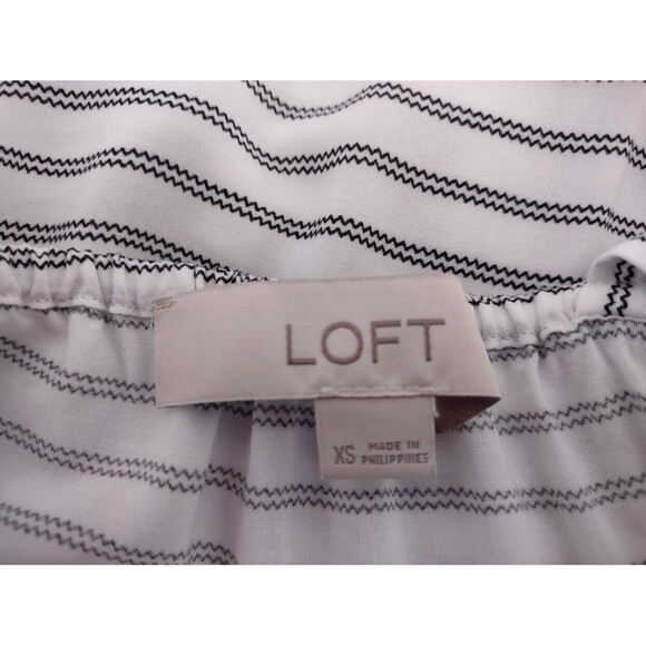 LOFT White and Black Striped Ruffled Strap Tank Top XS - Picture 6 of 6